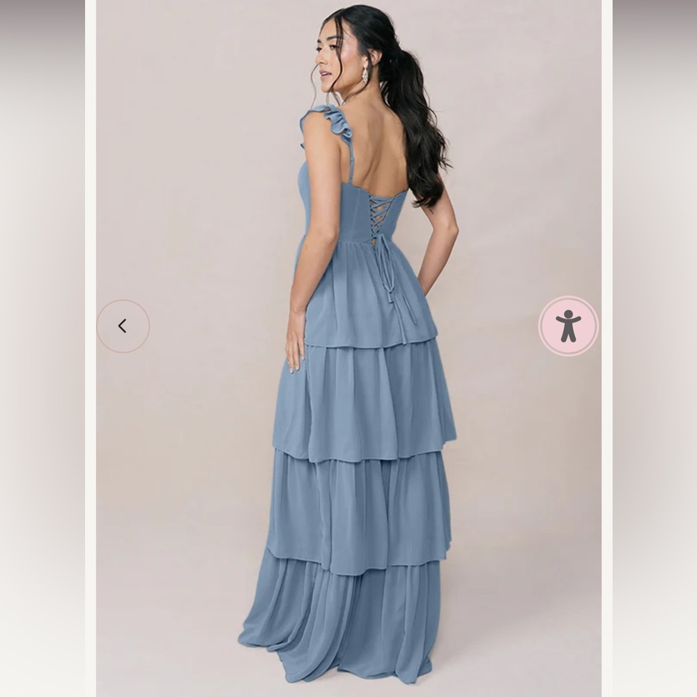 Revelry Backless Blue Tiered Dress - Picture 2 of 2